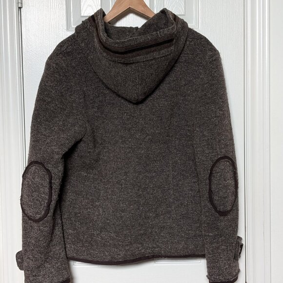 Wool Blend Hooded Men's Coat with - Picture 2 of 3